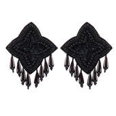 front View of Black Contemporary Drop Earrings for girls