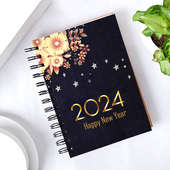 Black Floral Print New Year Diary 2024 - Best New Year Gift