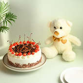 Black Forest Cake With White Teddy Combo