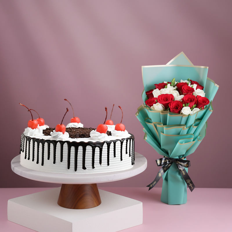 Black Forest Cake With Classic Roses