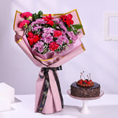 Black Forest Cake With Crimson Blooms