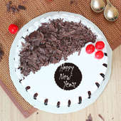 Top View of Black Forest Happy New Year Cake 