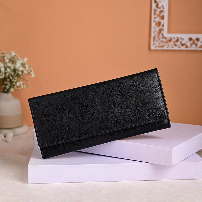 Black Leather Ladies Wallet