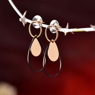 Black N Copper Drop Earrings