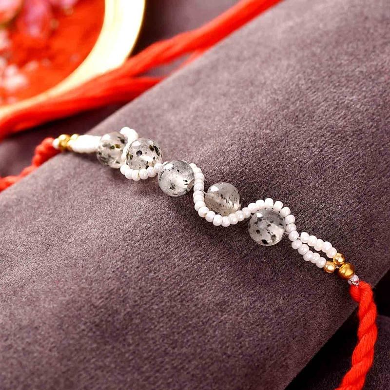 Black Rutile Quartz Pearl Rakhi
