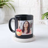One Personalised Black Ceramic Mug For Valentine