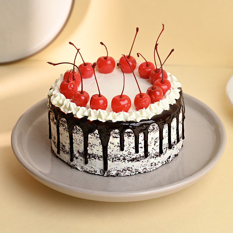 Top view of Cherry Topped Black Forest Cake