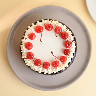 Top view of Cherry Topped Black Forest Cake