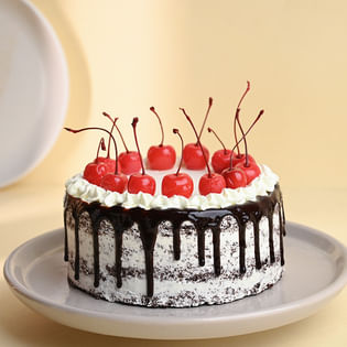 Side View of Cherry Topped Black Forest Cake