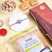 Blessed Ganesha Rakhi With Chocolate N Pistachios
