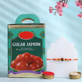 Blessed Rudraksha Rakhi With Gulab Jamun