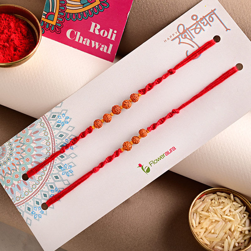 Send Blissful Beaded Rudraksh Rakhis Online For Brother