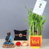 Rakhi with Bamboo Plant and Buddha idol