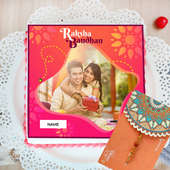 Rudraksha Rakhi With Personalised Photo Cake - Order for Same Day Delivery