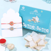 Bloom Motif Rakhi Duo With Kaju Katli