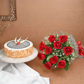Combo of Ten Red Roses with Butter Scotch Cake