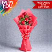 Blooming Red Rose Holi FlowerBouquet