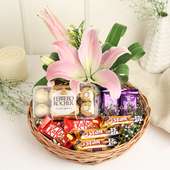 Chocolates & Lily in a Basket