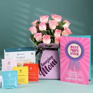 Blooms N Tea Gift Set For Best Mom
