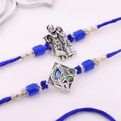 Blue Bead Krishna Divine Rakhi Duo-Canada