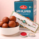 Blue Beaded Designer Rakhi with Sweets