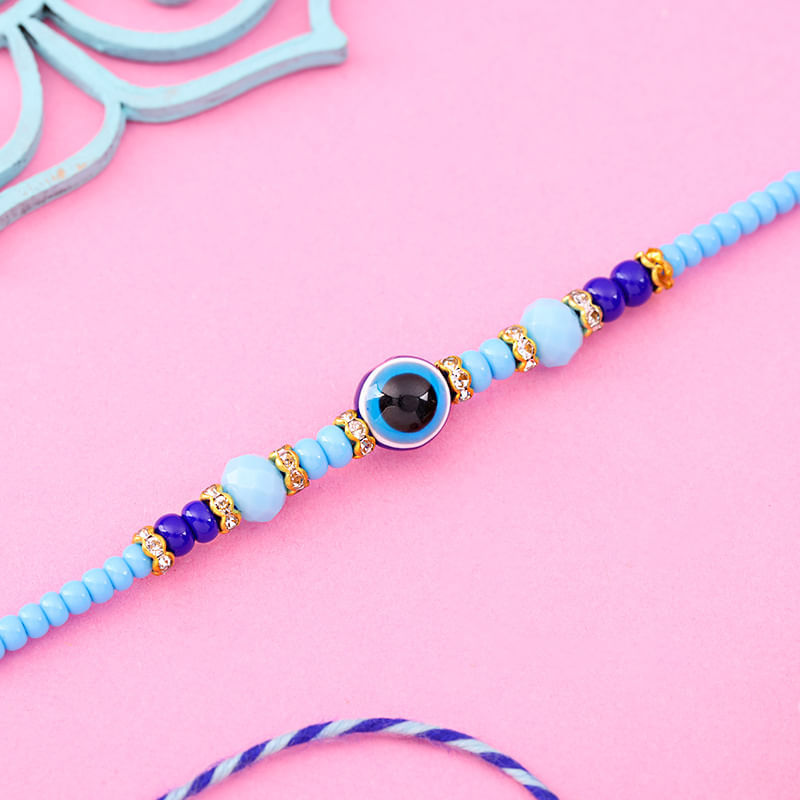 Blue Beaded Evil Eye Rakhi