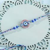 Blue Beaded Evil Eye Rakhi-Overseas