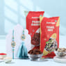 Blue Bhaiya Bhabhi Rakhi Set with Trail Mix and Raisins