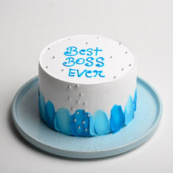Blue Boss Day Cake With Vanilla Sprinkles