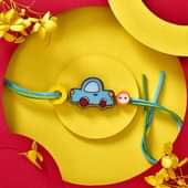 Blue Car Yellow Ring Rakhi