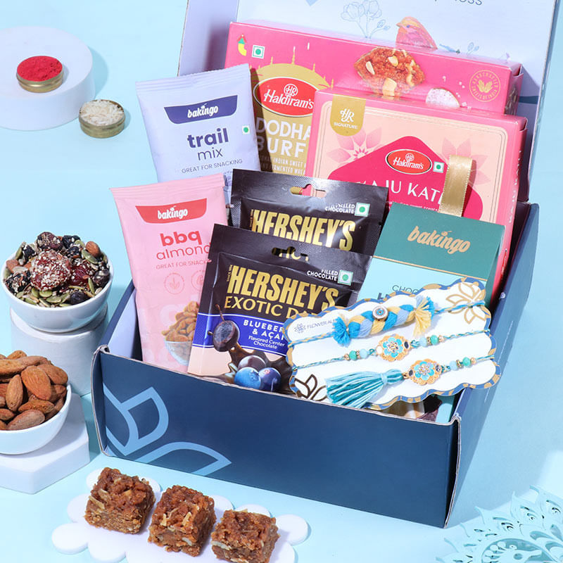 Blue Family Rakhis N Munchies Hamper