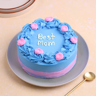 Blue Floral Mothers Day Cake