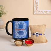 Blue Mug With Luck Rakhi