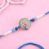 Blue N Golden Peacock Motif Rakhi