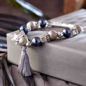 Blue N Silver Beaded Bracelet