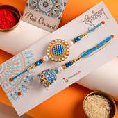 Order Lumba Rakhi Online For Bhaiya bhabhi - Blue Pearls Bhaiya Bhabhi Rakhi