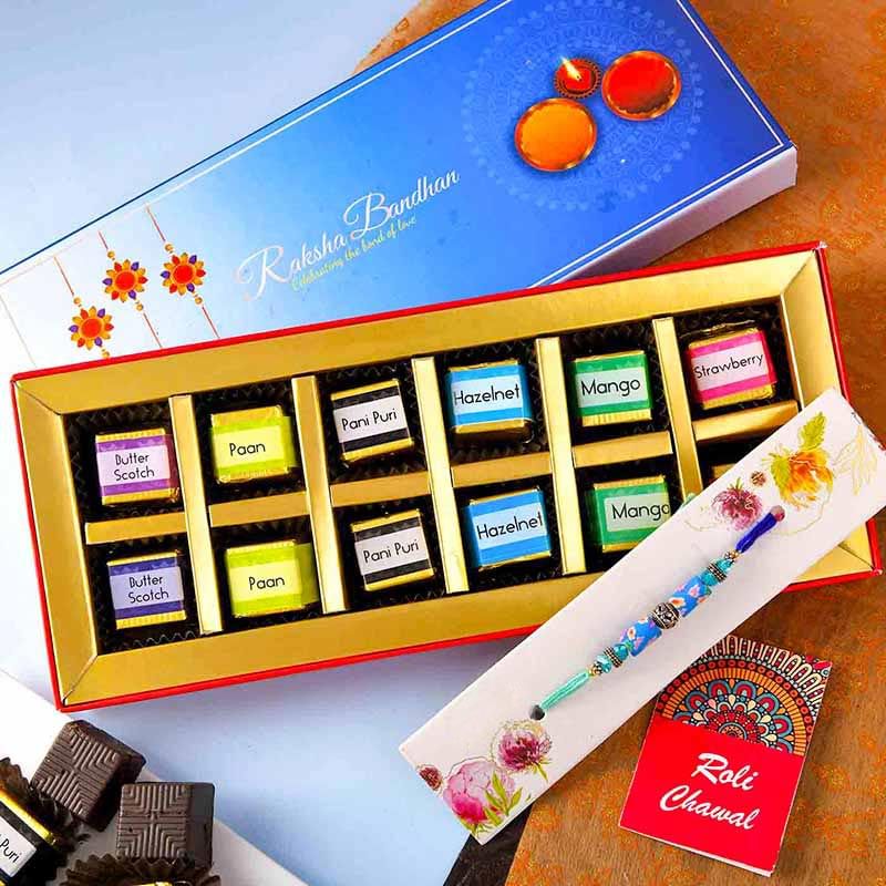 Blue Rakhi N Chocolates- Rakhi with Chocolate Delivery in UK