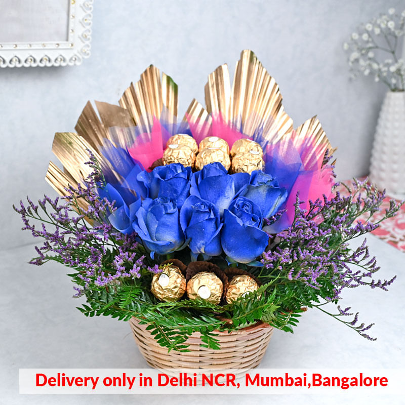 Blue Rosey Love Basket