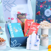 Blue Stone Bhai Bhabhi Rakhis With Gourmet Treats