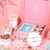 Blue Studded Rakhi Duo N Treats Hamper