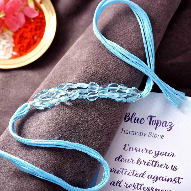 Blue Topaz Semi Precious Stone Rakhi