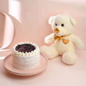 Blueberry Cake N Cuddly White Plush Teddy Combo
