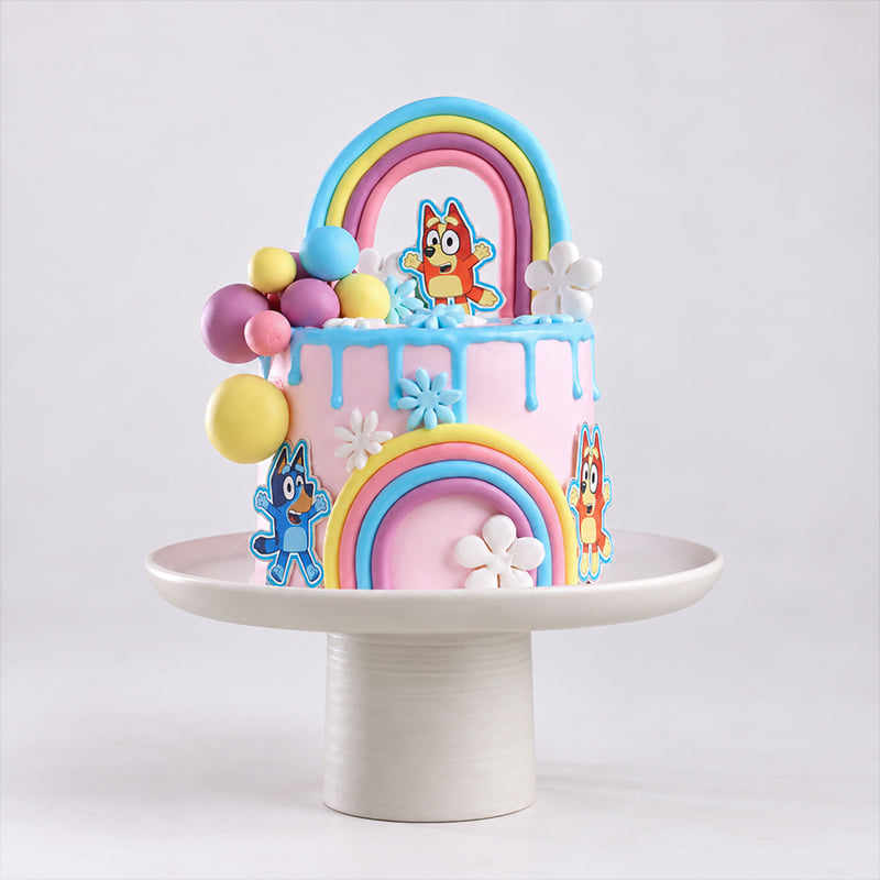Bluey Rainbow Theme Cake