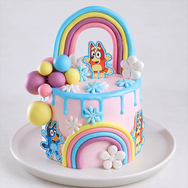 Bluey Rainbow Theme Cake