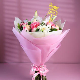 Blush Elegance New Year Flower Bouquet