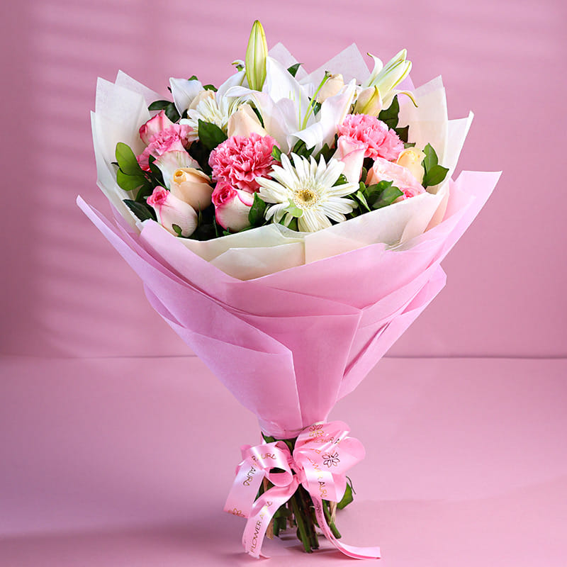 Blush Elegance New Year Flower Bouquet