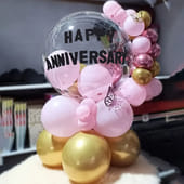 Blush Gold Anniversary Balloon Setup