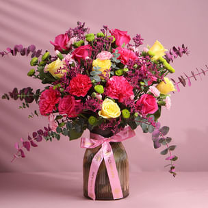 Blush N Bloom In A Golden Vase
