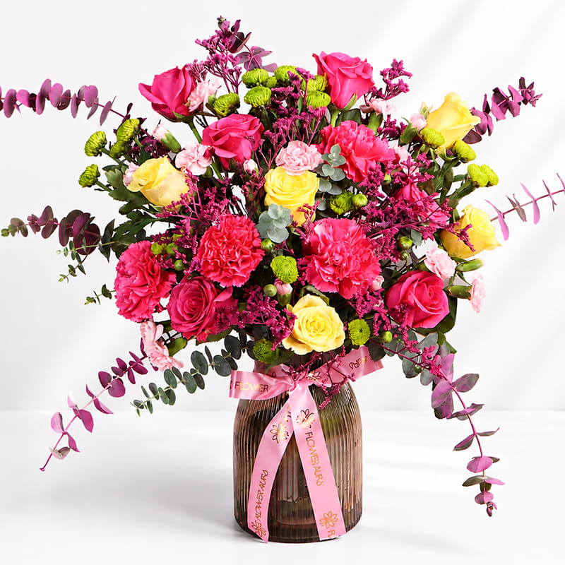 Blush N Bloom In A Golden Vase