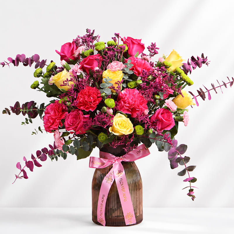 Blush N Bloom In A Golden Vase